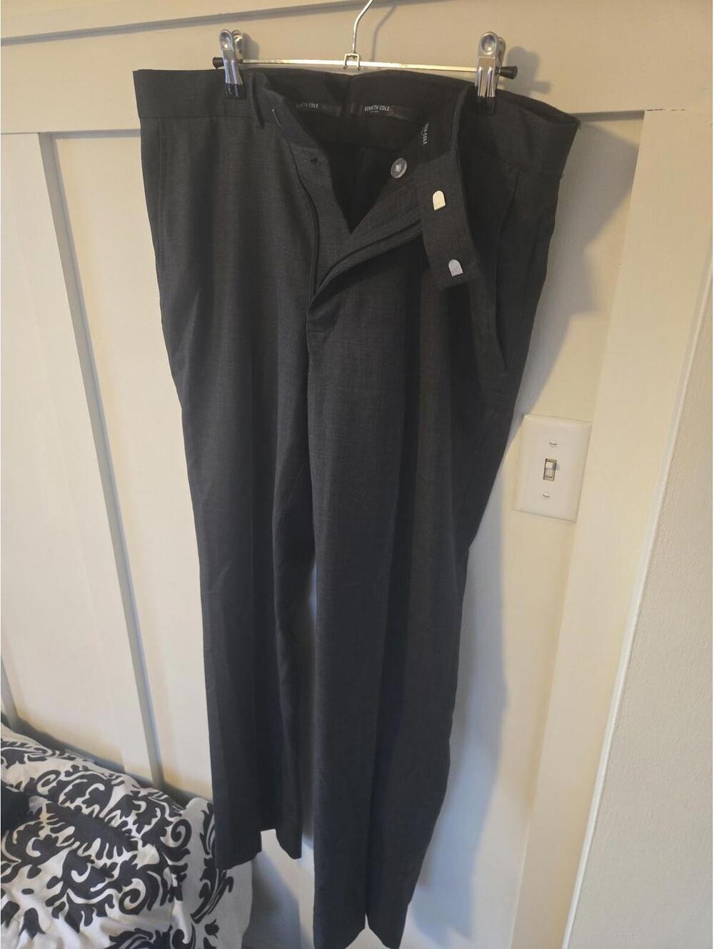 Kenneth Cole Reaction Men's Charcoal Grey Dress Pants 34x32